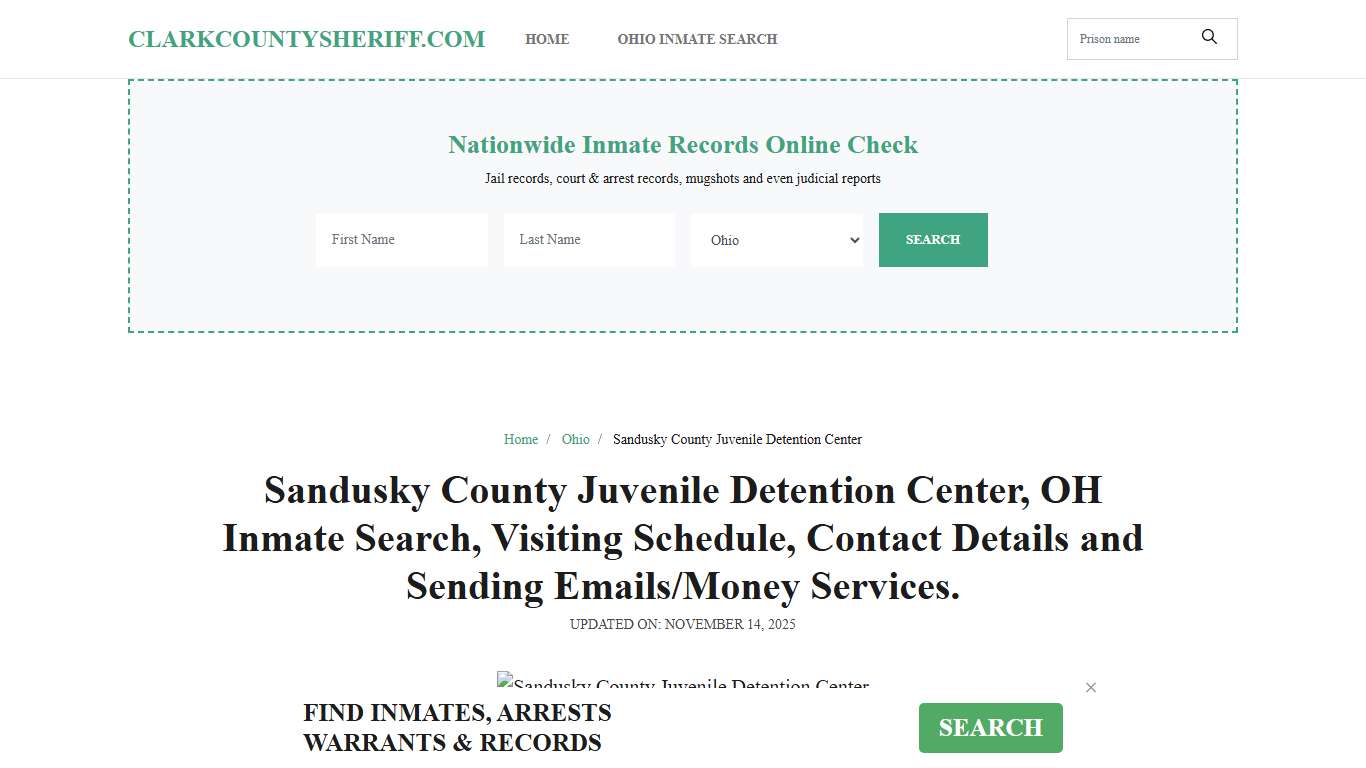 Sandusky County Juvenile Detention Center, OH Inmate Search, Contacts